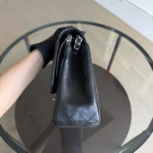 Chanel Classic Flap Jumbo - Caviar Quilted Grained Calfskin Black Silver Hardware