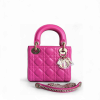 Dior Lady Mini - Cannage Lambskin Hot Pink Gold Hardware Chain Strap