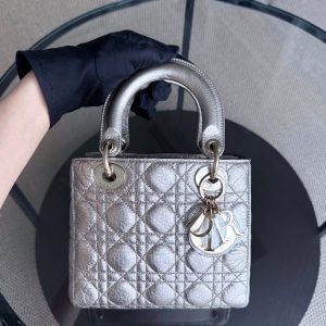 Dior Lady Small - Cannage Gold Calfskin Gold Hardware