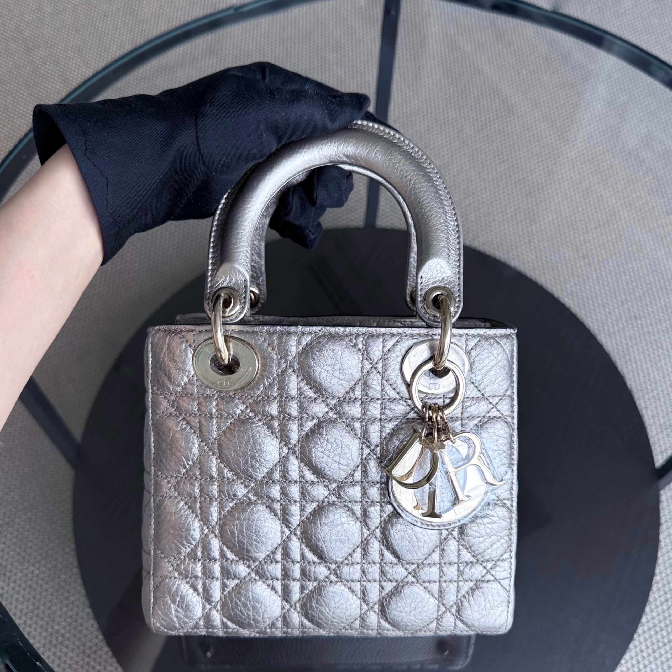 Dior Lady Small - Cannage Gold Calfskin Gold Hardware