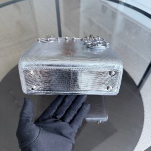 Dior Lady Mini - Exotic Lizard Metallic Limited Edition Silver Hardware