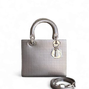Dior Lady Medium - Micro-Cannage Metalllic Gold Hardware
