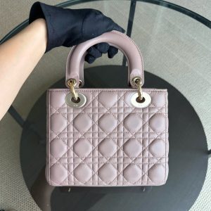 Dior Lady Small Flap - Cannage Lambskin Blush Pink Gold Hardware