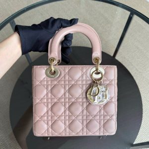 Dior Lady Small Flap - Cannage Lambskin Blush Pink Gold Hardware
