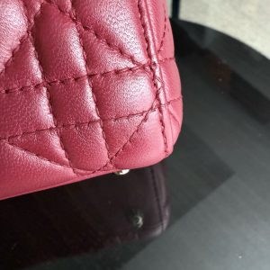Dior Lady Mini - Cannage Lambskin Dark Red Gold Hardware Chain Strap
