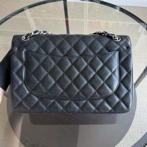 Chanel Classic Flap Jumbo - Caviar Quilted Grained Calfskin Black Silver Hardware