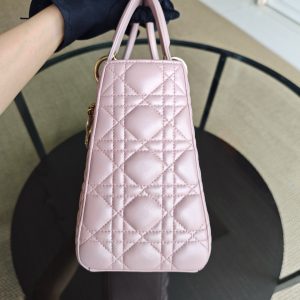 Dior Lady Medium Cannage Lambskin Light Pink Gold Hardware