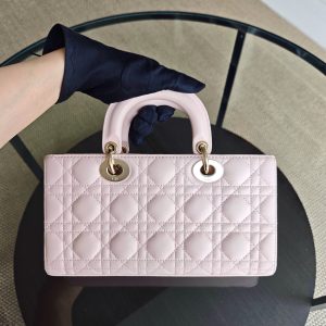 Dior D-Joy Medium - Cannage Lambskin Light Pink Gold Hardware