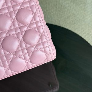 Dior Lady Medium Cannage Lambskin Pink Silver Hardware
