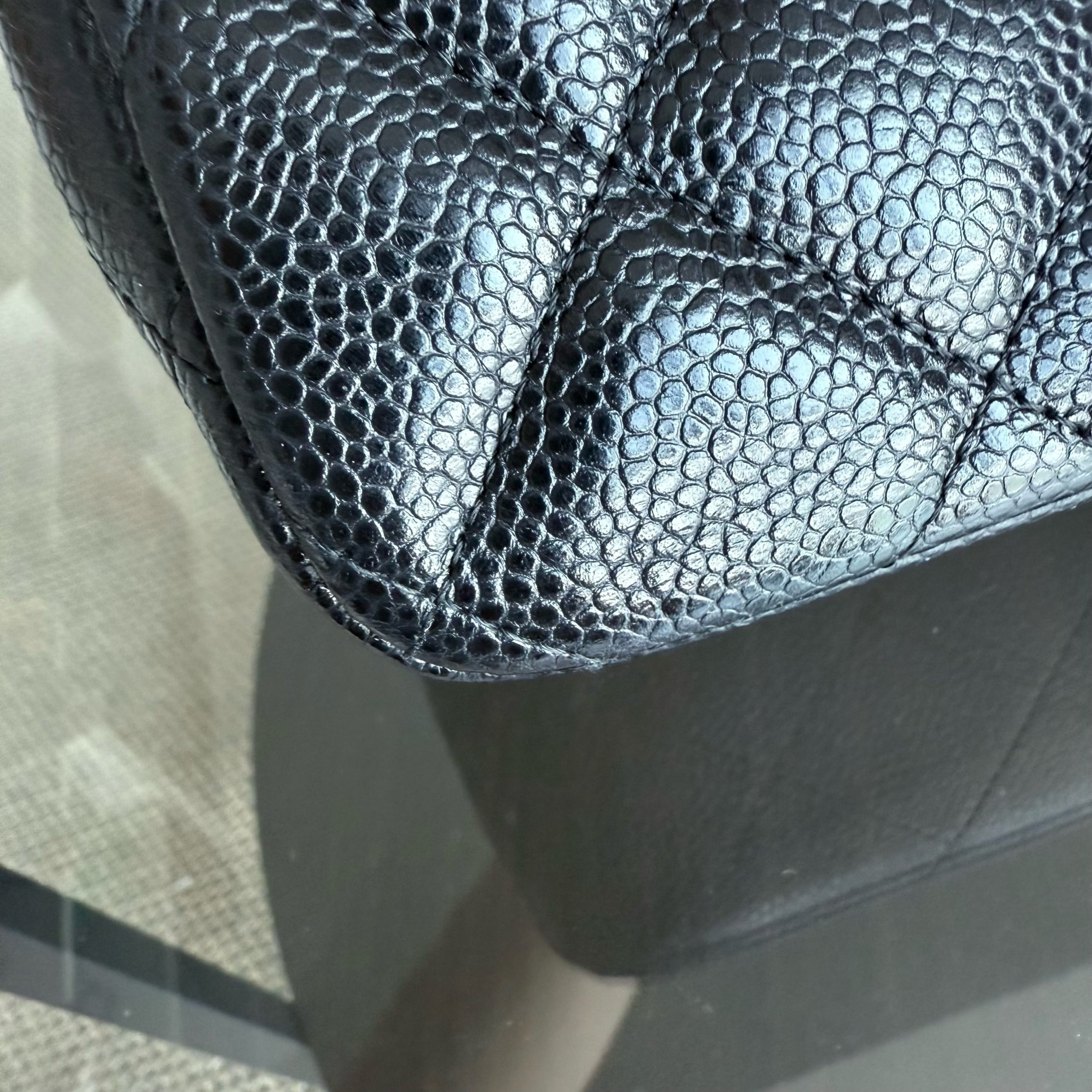 Chanel Classic Flap Jumbo - Caviar Quilted Grained Calfskin Black Silver Hardware