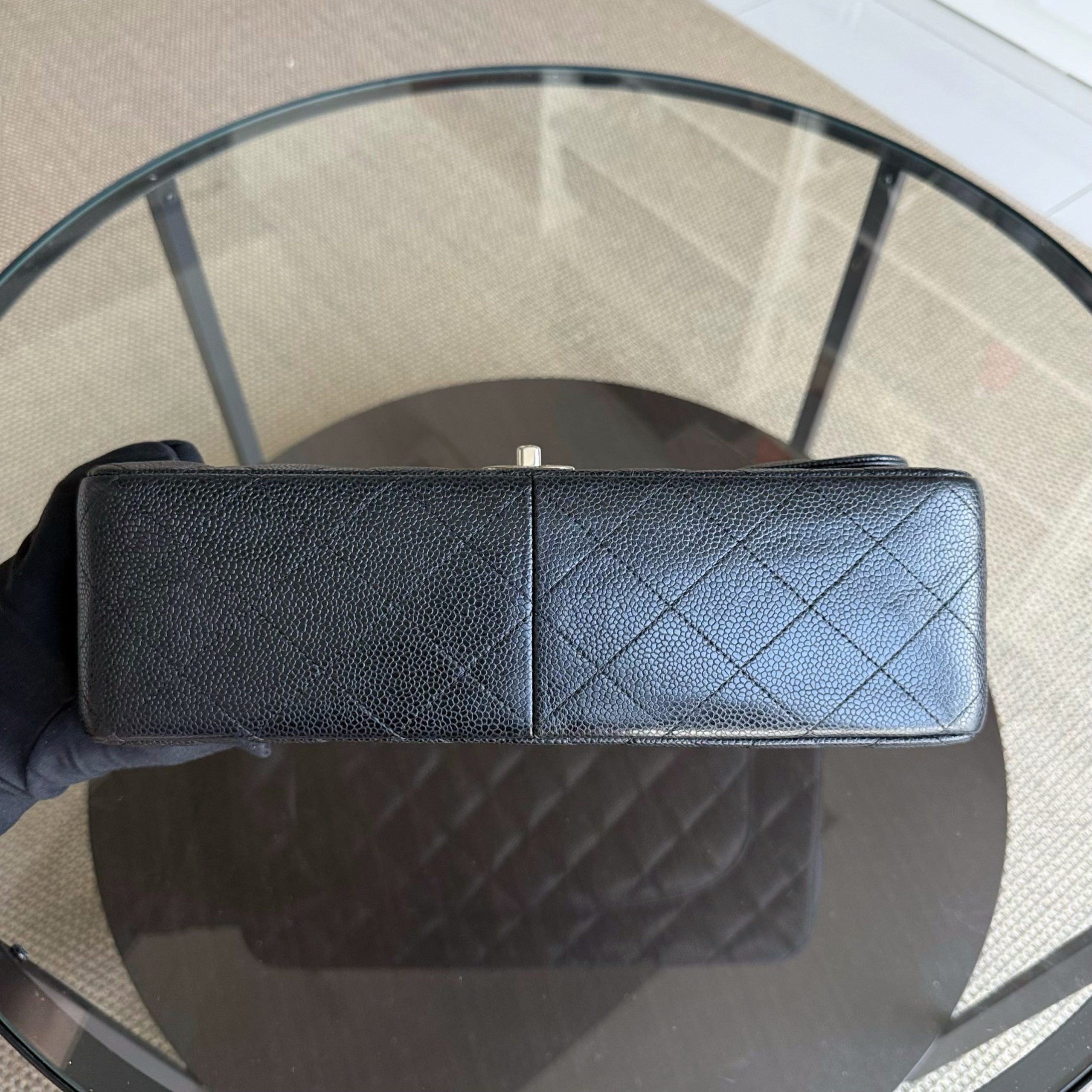 Chanel Classic Flap Jumbo - Caviar Quilted Grained Calfskin Black Silver Hardware