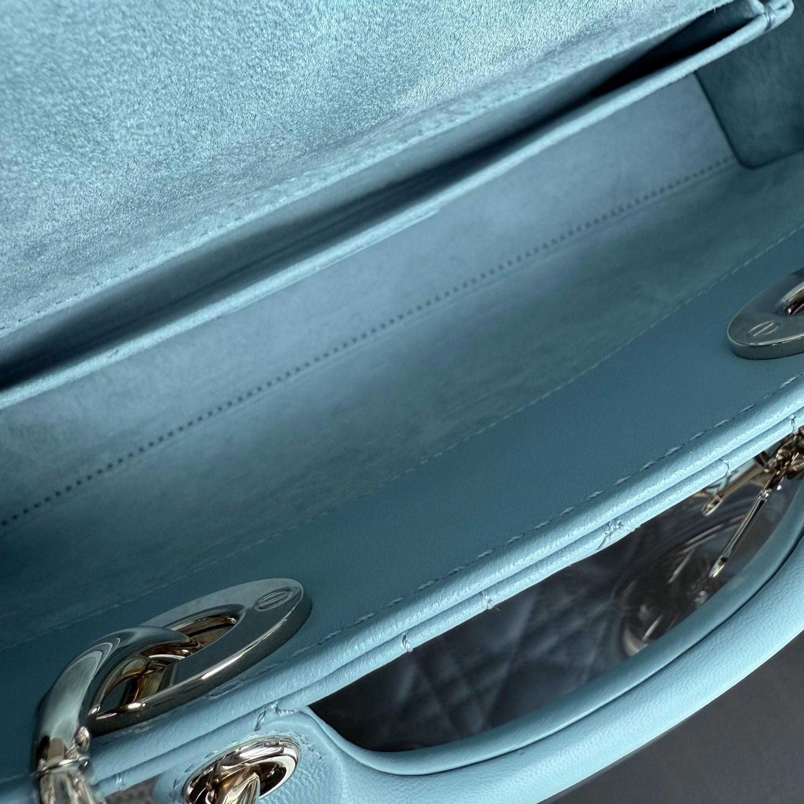Dior D-Joy Medium - Cannage Lambskin Light Blue Baby Blue Gold Hardware