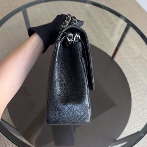Chanel Classic Flap Jumbo - Caviar Quilted Grained Calfskin Black Silver Hardware