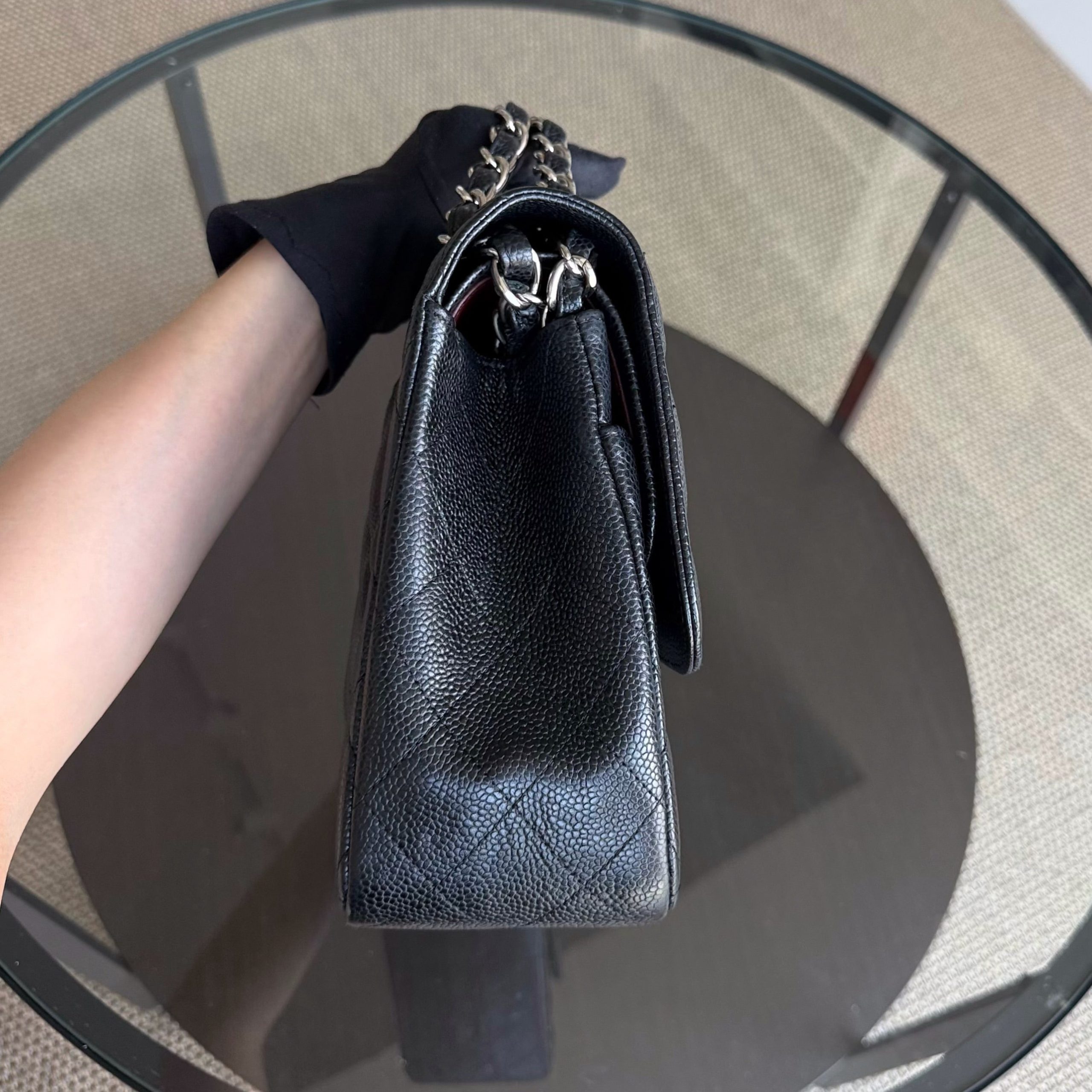Chanel Classic Flap Jumbo - Caviar Quilted Grained Calfskin Black Silver Hardware