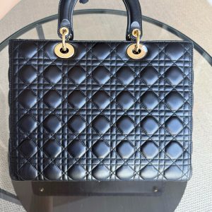 DIor Lady Large - Cannage Lambskin Black Gold Hardware NO STRAP
