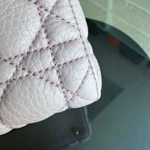 Dior Lady Medium Flap - Cannage Grained Calfskin Blush Nude Pink Gold Hardware