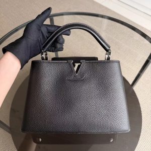 Louis Vuitton Capucines BB - Grained Calfskin Noir Black Silver Hardware