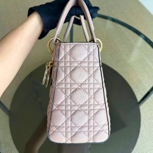 Dior Lady Medium Flap - Cannage Grained Calfskin Blush Nude Pink Gold Hardware