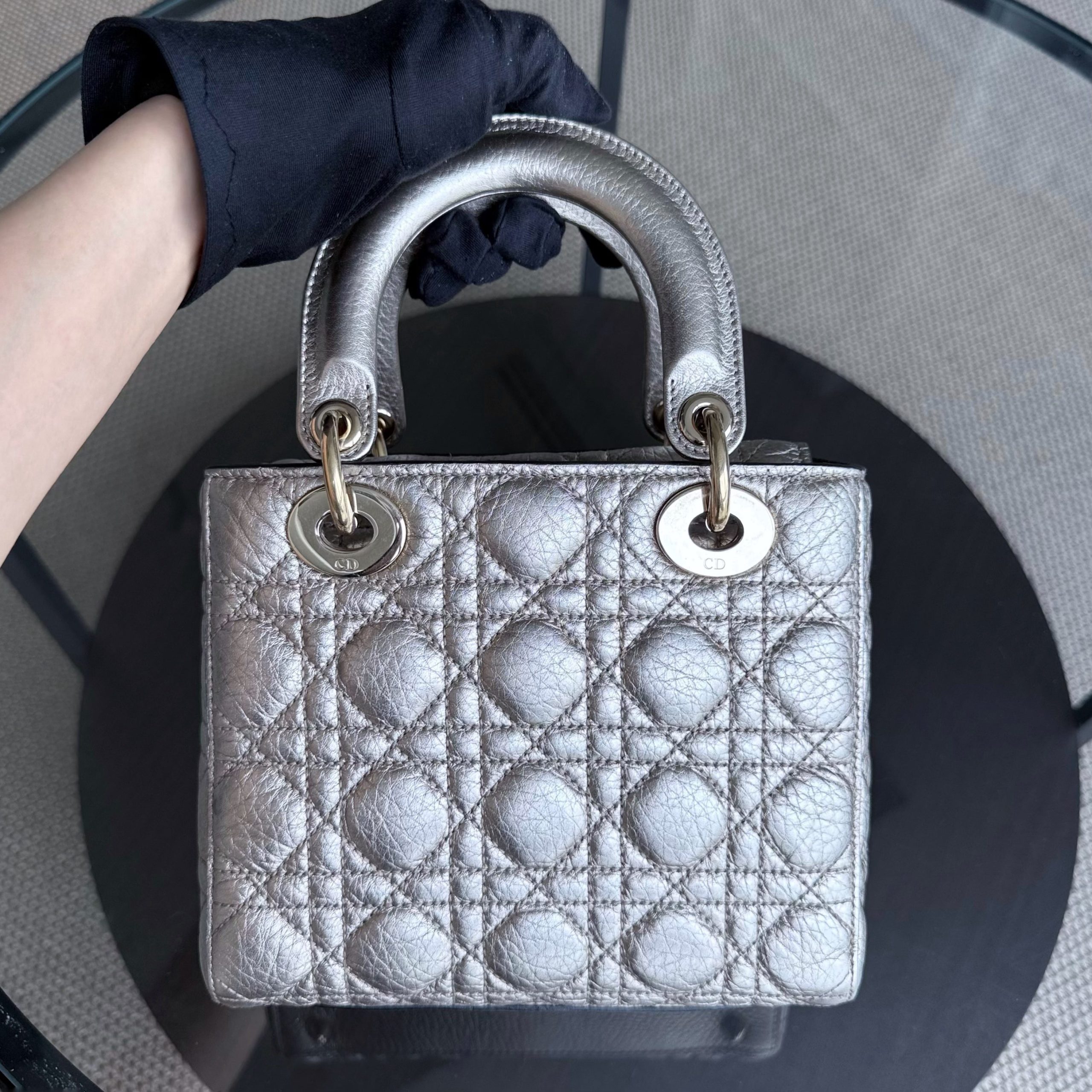 Dior Lady Small - Cannage Gold Calfskin Gold Hardware