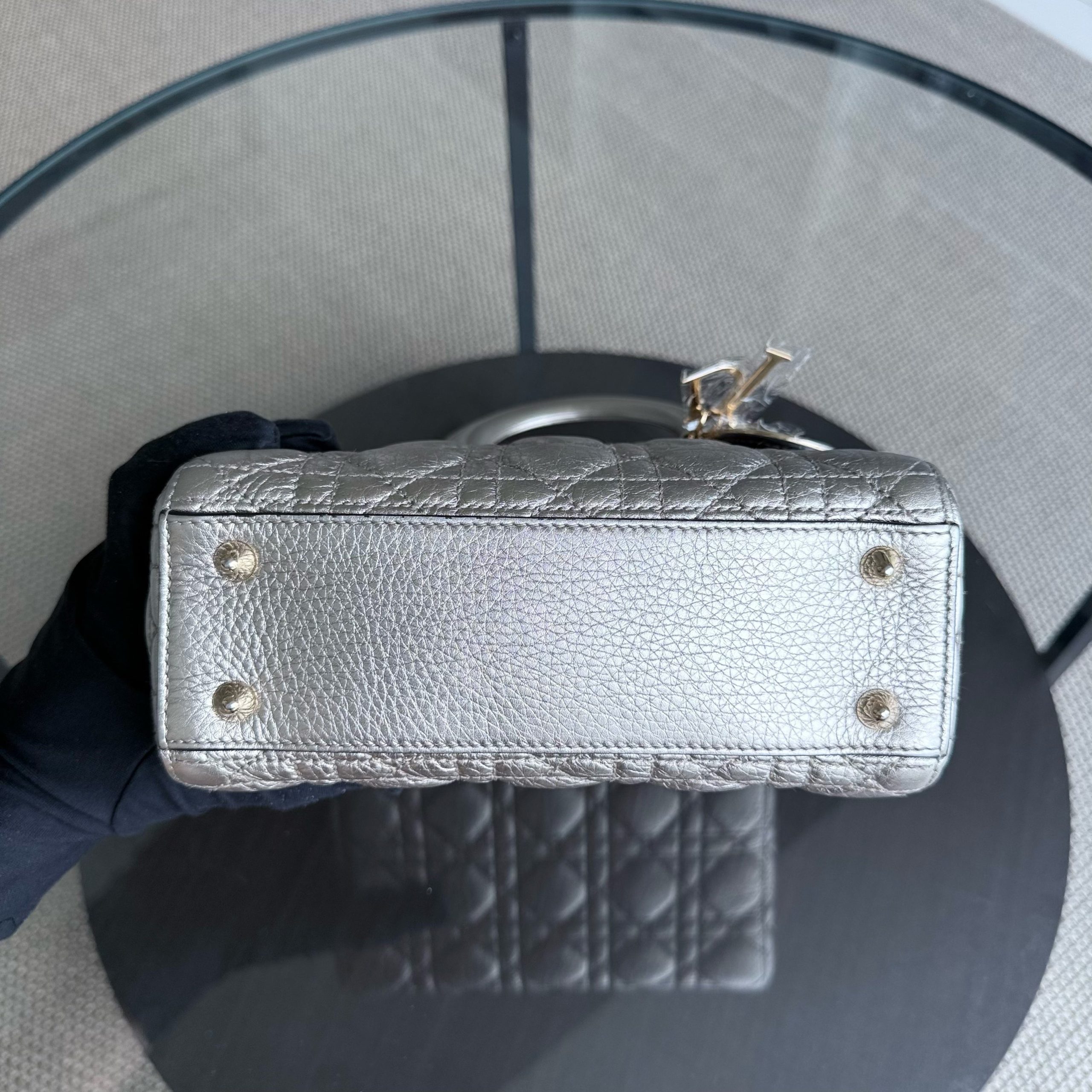 Dior Lady Small - Cannage Gold Calfskin Gold Hardware