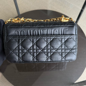 Dior Caro Small - Cannage Grained Calfskin Black Gold Hardware