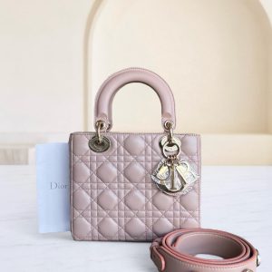 Dior Lady Small Flap - Cannage Lambskin Blush Pink Gold Hardware