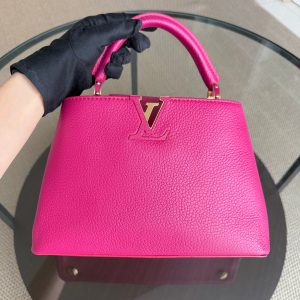 Louis Vuitton Capucines BB - 27CM Grained Calfskin Hot Pink Gold Hardware