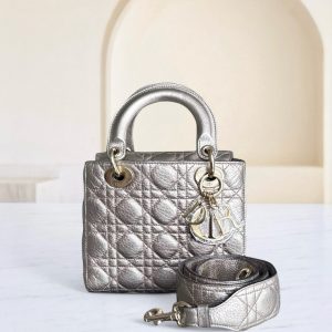 Dior Lady Small - Cannage Gold Calfskin Gold Hardware