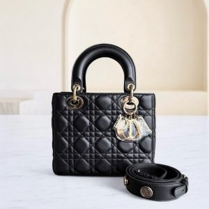 Dior Lady Small - Cannage Lambskin Black Gold Hardware