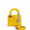 Dior Lady Mini - Cannage Lambskin Yellow Silver Hardware Adjustable Strap